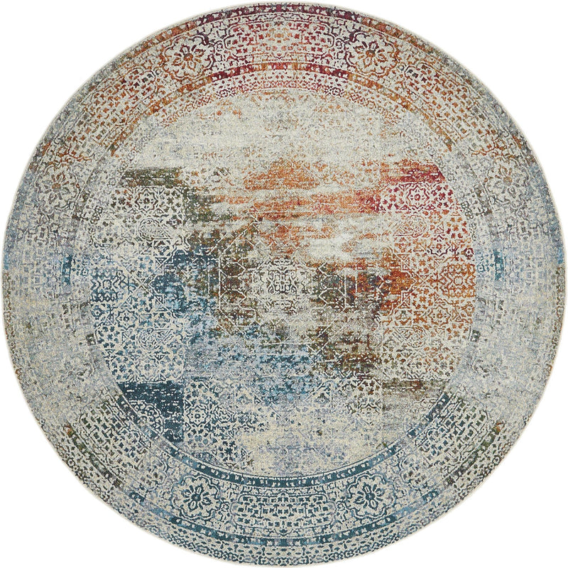 Caribbean Breeze Collection Area Rug -  Yucatan Round Multi  lifestyle 6
