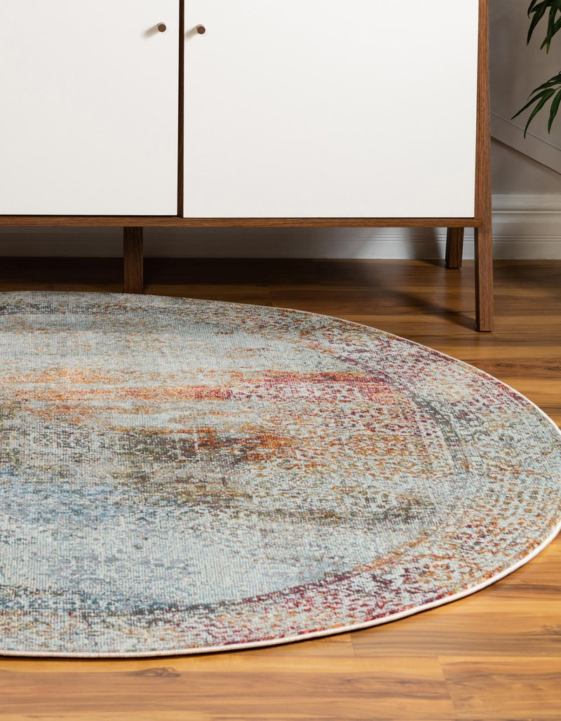 Caribbean Breeze Collection Area Rug -  Yucatan Round Multi  lifestyle 18