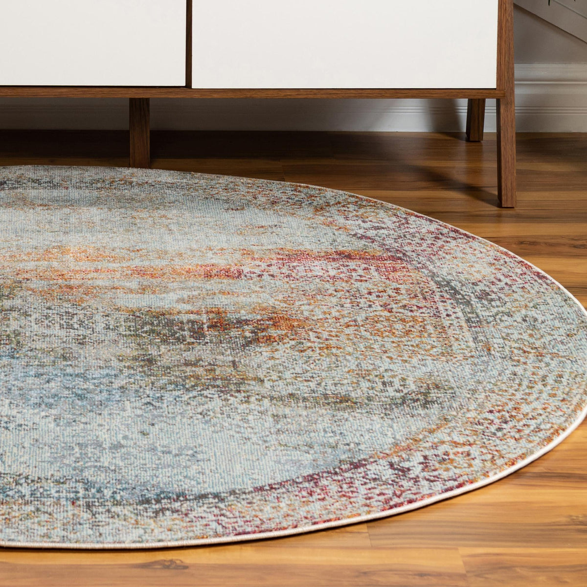Caribbean Breeze Collection Area Rug -  Yucatan Round Multi  lifestyle 35