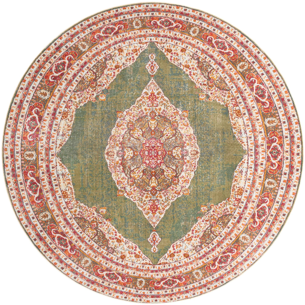 Caribbean Breeze Collection Area Rug -  Windward Round Green  lifestyle 60