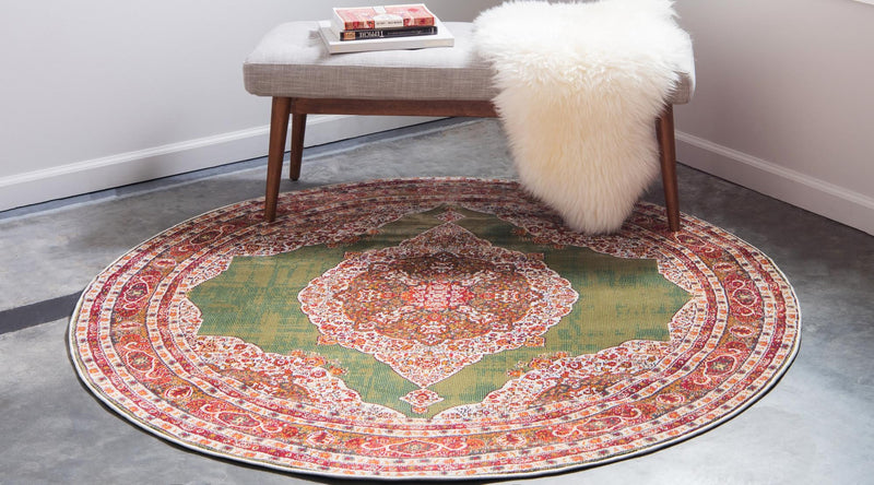 Caribbean Breeze Collection Area Rug -  Windward Round Green  lifestyle 60