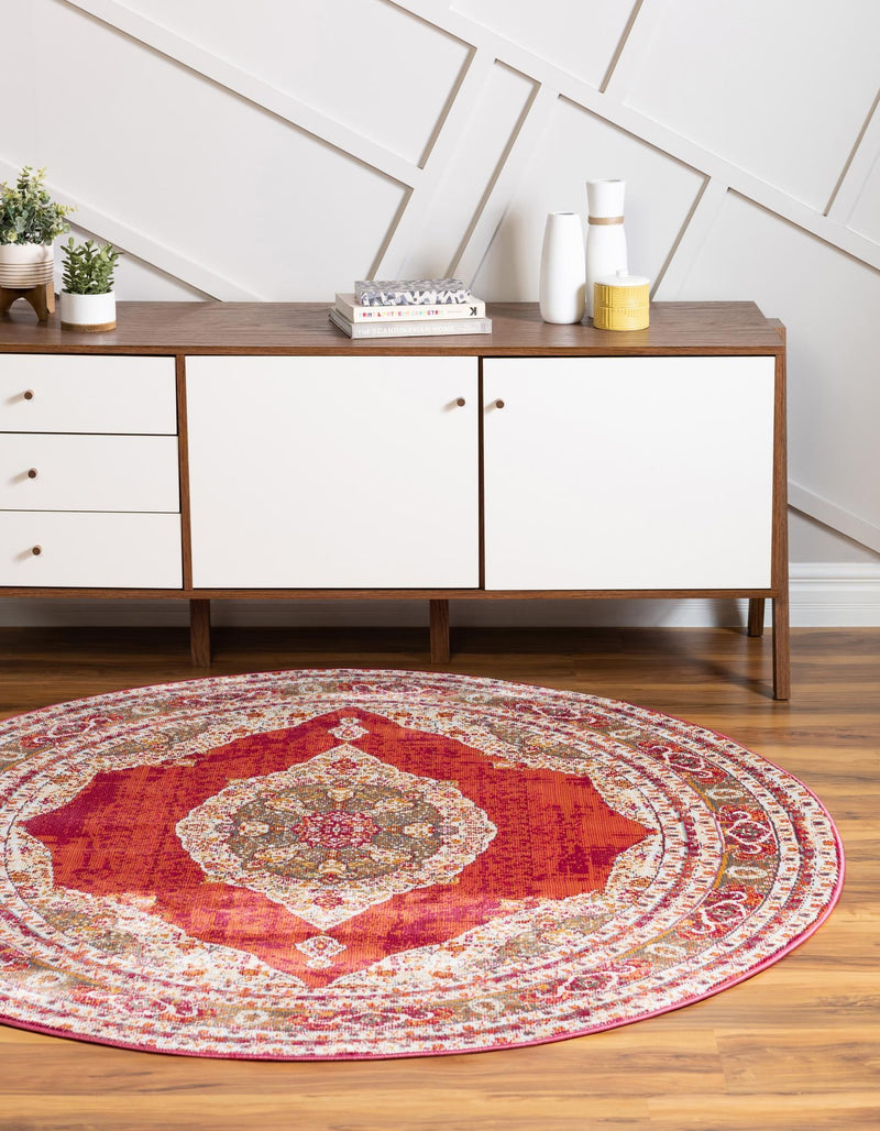 Caribbean Breeze Collection Area Rug -  Windward Round Red  lifestyle 62
