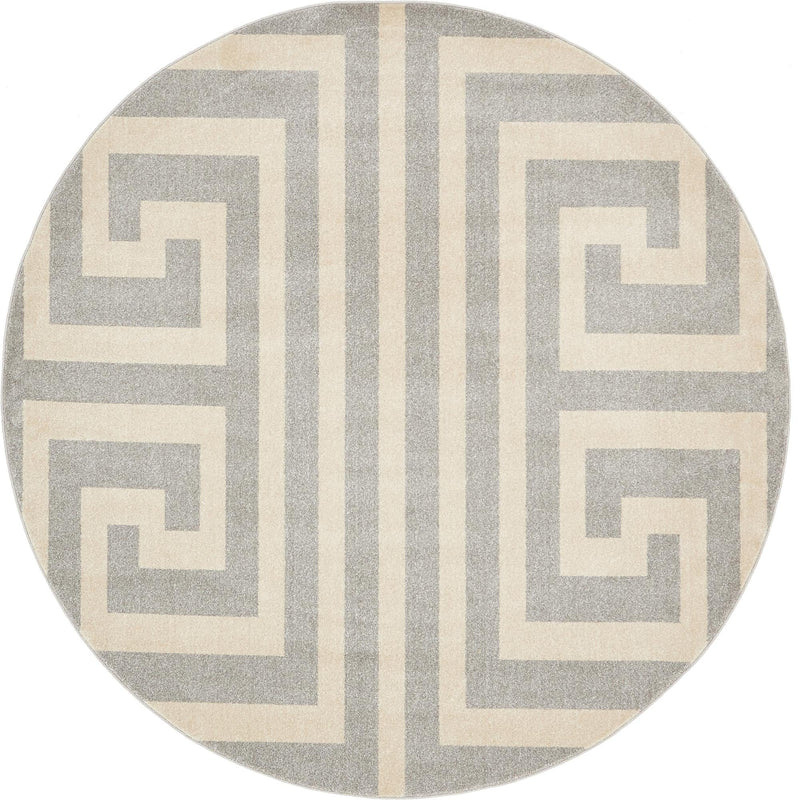 Aegean Labyrinth Collection Area Rug -  Mykonos Round Gray  lifestyle 43