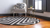 Aegean Labyrinth Collection Area Rug -  Mykonos Round Black  lifestyle 74