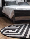 Aegean Labyrinth Collection Area Rug -  Mykonos Round Black  lifestyle 75