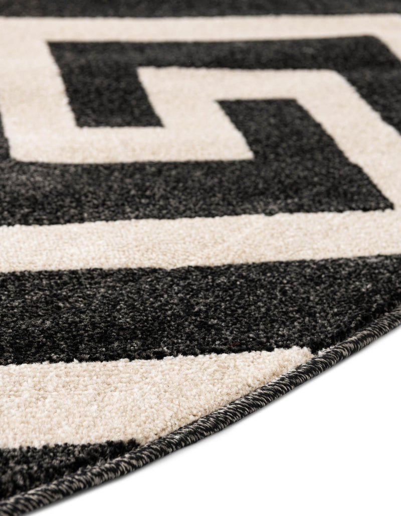 Aegean Labyrinth Collection Area Rug -  Mykonos Round Black  lifestyle 78