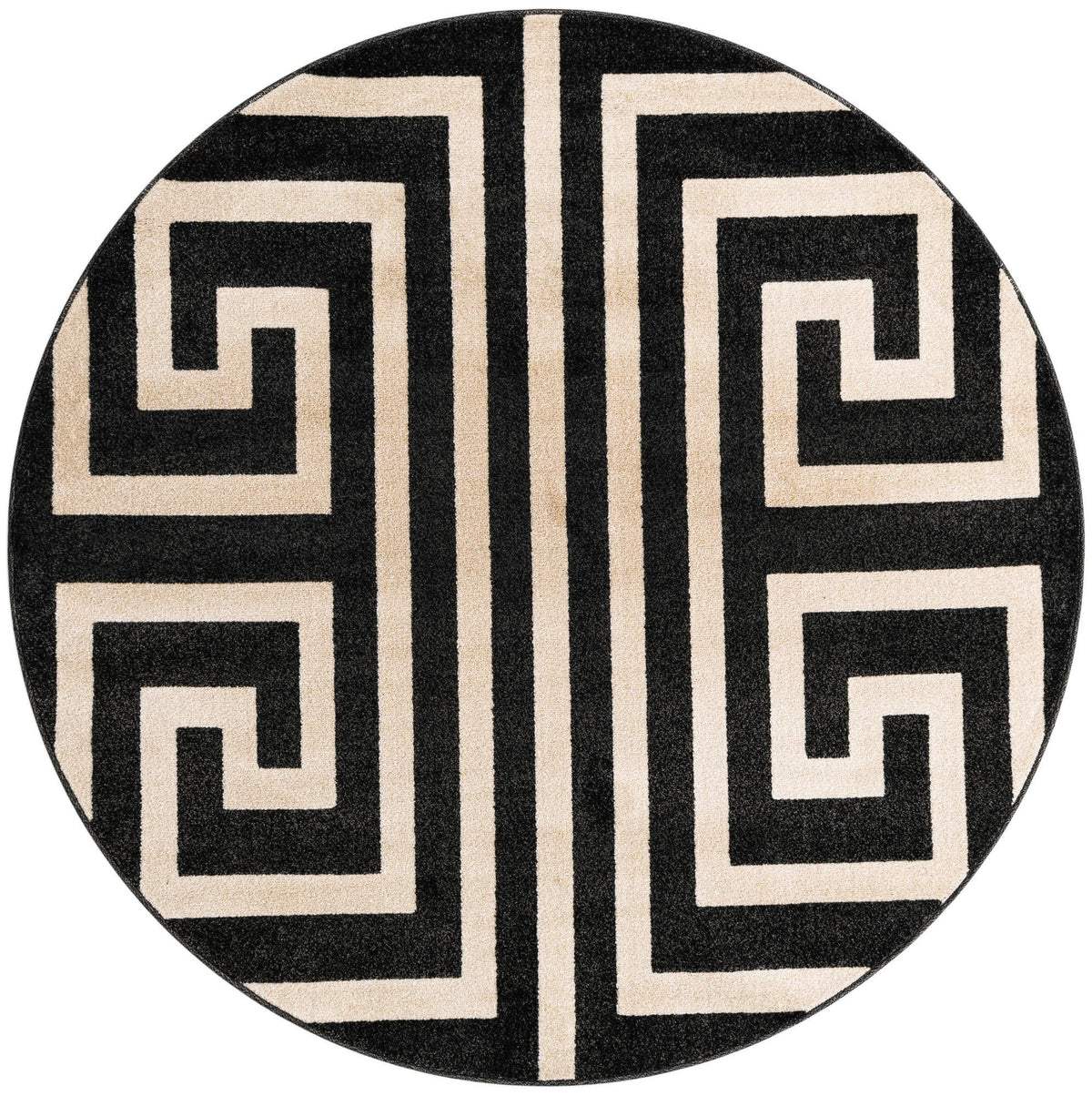 Aegean Labyrinth Collection Area Rug -  Mykonos Round Black  lifestyle 102
