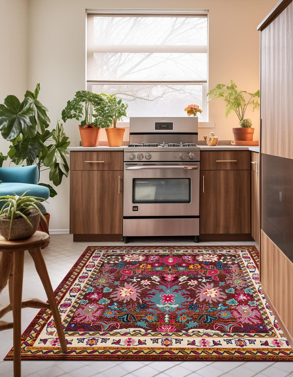 Chateau Elegance Collection Area Rug - Versailles Square Multi  lifestyle 28