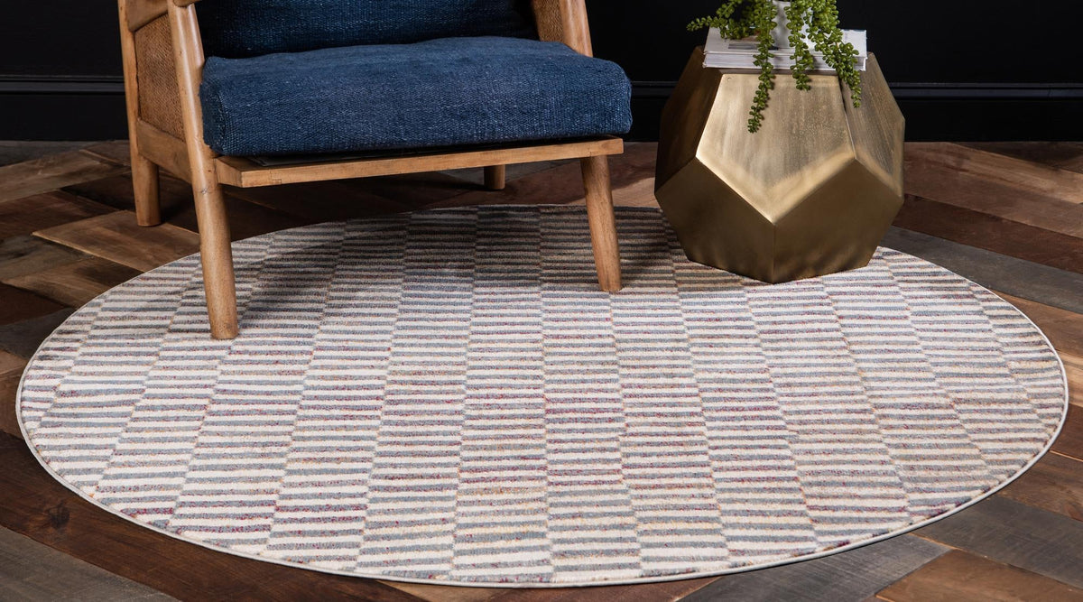 Nomad Haven Collection Area Rug -  Thar Round Beige  lifestyle 14