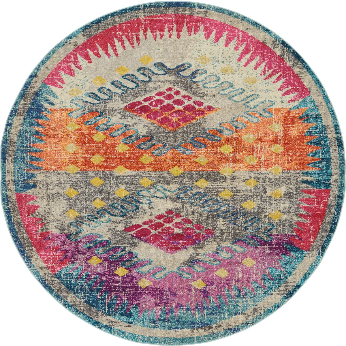 Venetian Tapestry Collection Area Rug -  Dorsoduro Round Multi  lifestyle 14