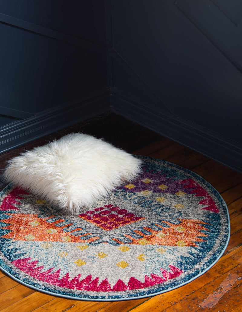 Venetian Tapestry Collection Area Rug -  Dorsoduro Round Multi  lifestyle 17