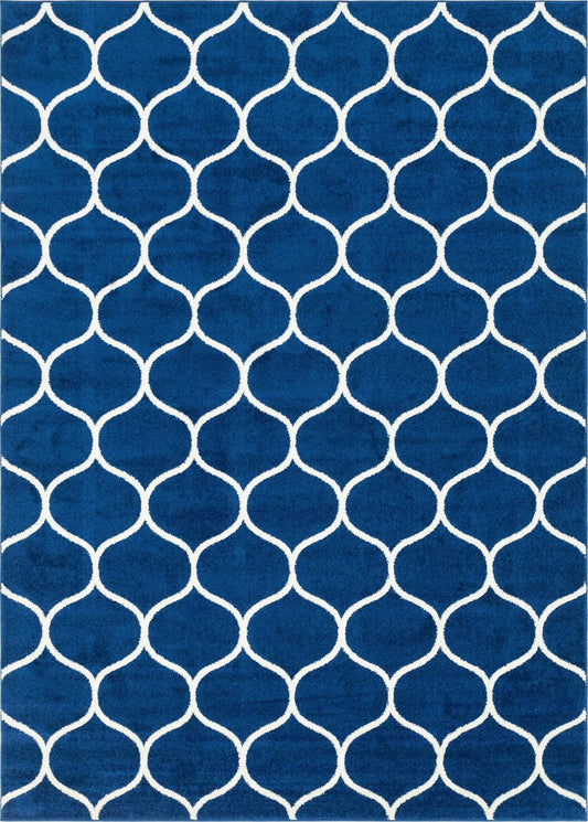 Lattice Garden Collection Area Rug -  Pergolatown (Navy Blue) Rectangle Navy Blue Main