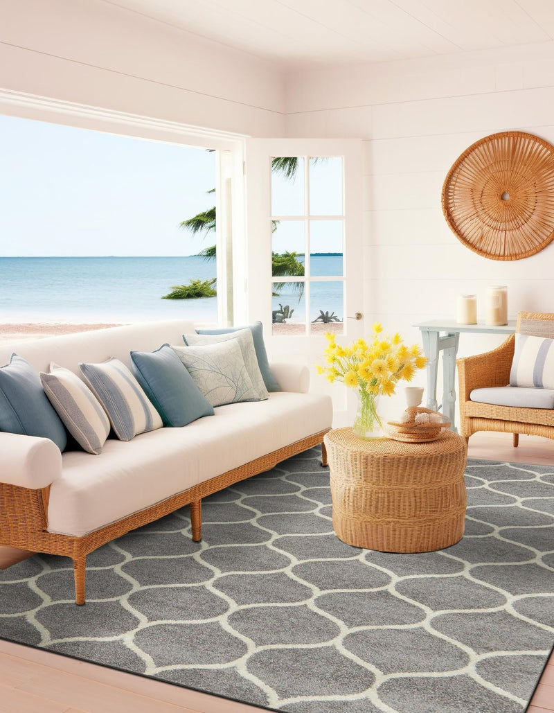 Lattice Garden Collection Area Rug -  Pergolatown (Light Gray) Rectangle Light Gray  lifestyle 22