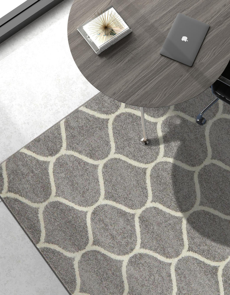 Lattice Garden Collection Area Rug -  Pergolatown (Light Gray) Rectangle Light Gray  lifestyle 28