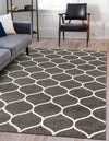 Lattice Garden Collection Area Rug -  Pergolatown (Dark Gray) Rectangle Dark Gray  lifestyle 5