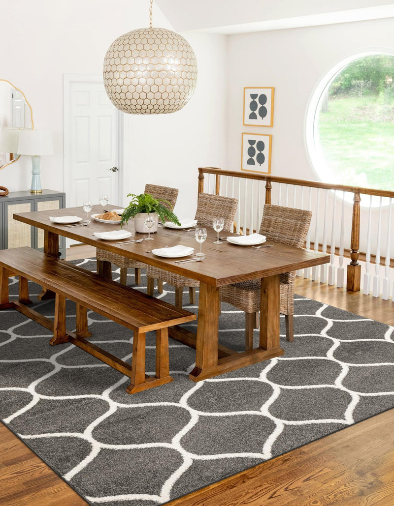 Lattice Garden Collection Area Rug -  Pergolatown (Dark Gray) Rectangle Dark Gray  lifestyle 7