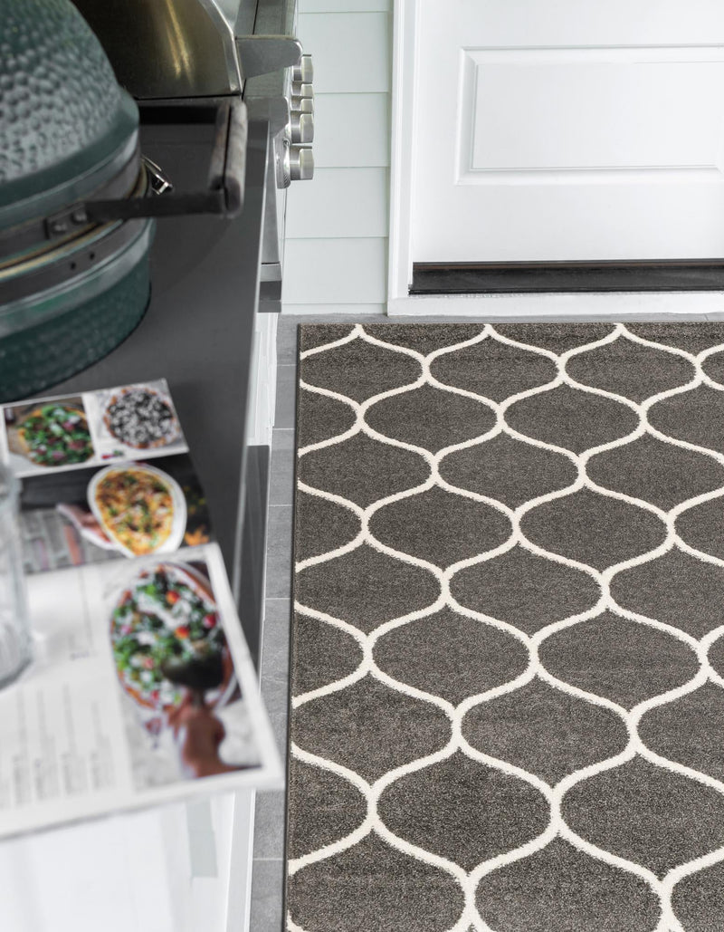 Lattice Garden Collection Area Rug -  Pergolatown (Dark Gray) Rectangle Dark Gray  lifestyle 11