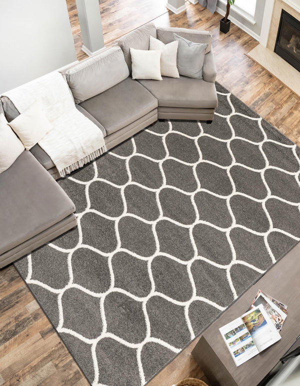 Lattice Garden Collection Area Rug -  Pergolatown (Dark Gray) Rectangle Dark Gray  lifestyle 35