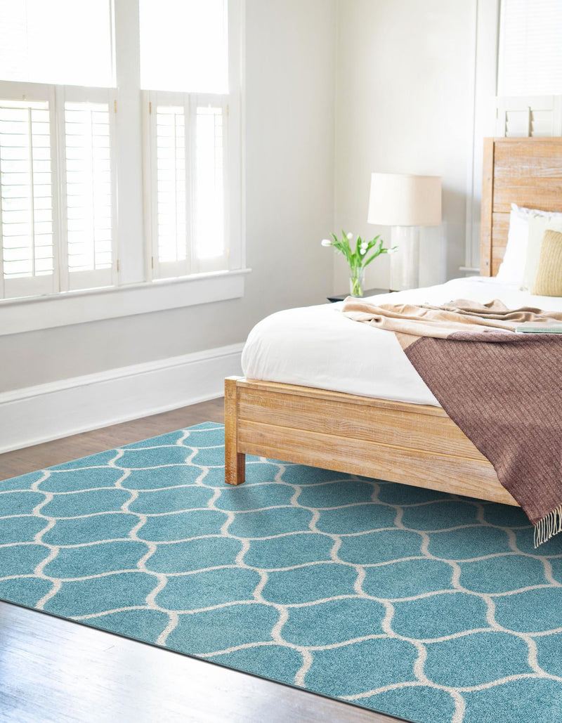 Lattice Garden Collection Area Rug -  Pergolatown (Light Blue) Rectangle Light Blue  lifestyle 3