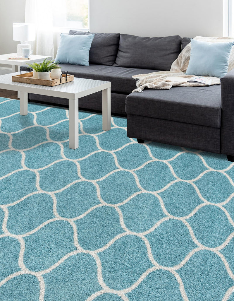 Lattice Garden Collection Area Rug -  Pergolatown (Light Blue) Rectangle Light Blue  lifestyle 4
