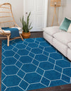 Lattice Garden Collection Area Rug - Arborville (Navy Blue) Rectangle Navy Blue  lifestyle 35