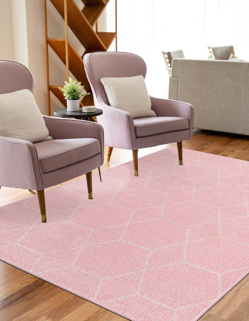 Lattice Garden Collection Area Rug - Arborville (Light Pink) Rectangle Light Pink  lifestyle 26