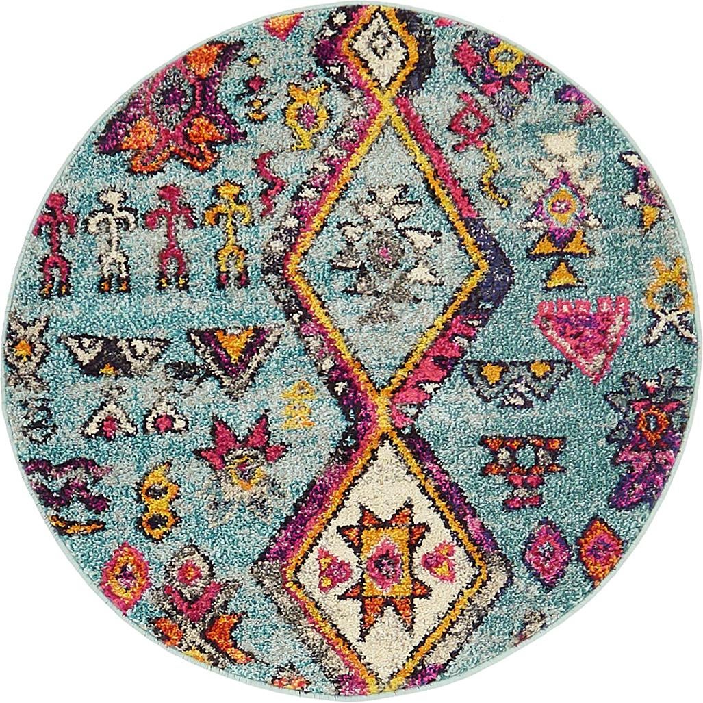 Sedona Vista Collection Area Rug -  Pueblo Round Turquoise  lifestyle 12