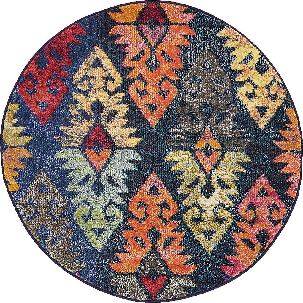 Sedona Vista Collection Area Rug -  Hopi Round Navy Blue  lifestyle 18
