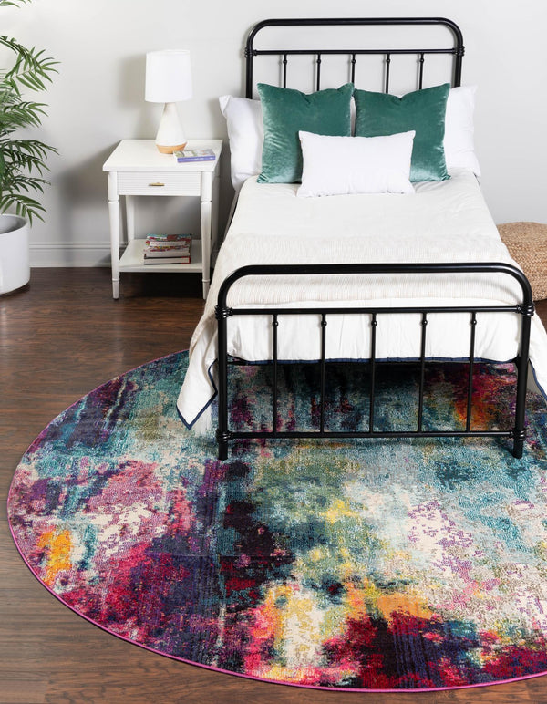 Chromatic Oasis Collection Area Rug -  Oasis Round Multi  lifestyle 25