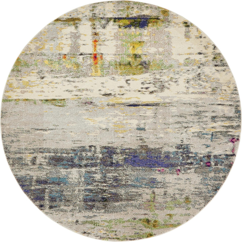 Chromatic Oasis Collection Area Rug -  Prism Round Gray  lifestyle 16
