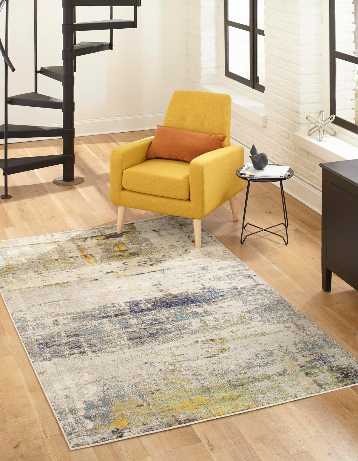 Chromatic Oasis Collection Area Rug -  Prism Rectangle Gray  lifestyle 2