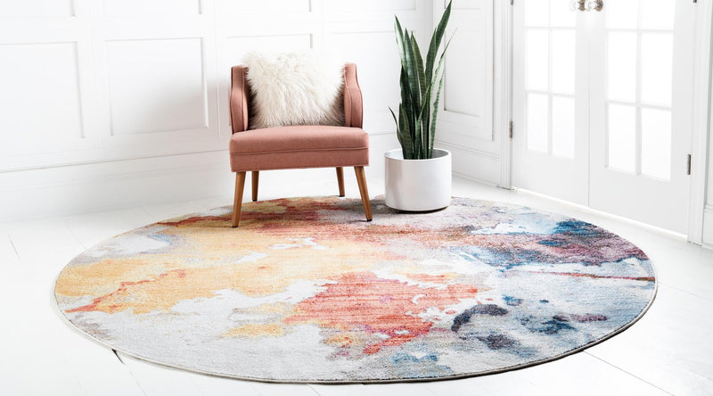 Urban Hub Collection Area Rug -  Skyline Round Multi  lifestyle 20
