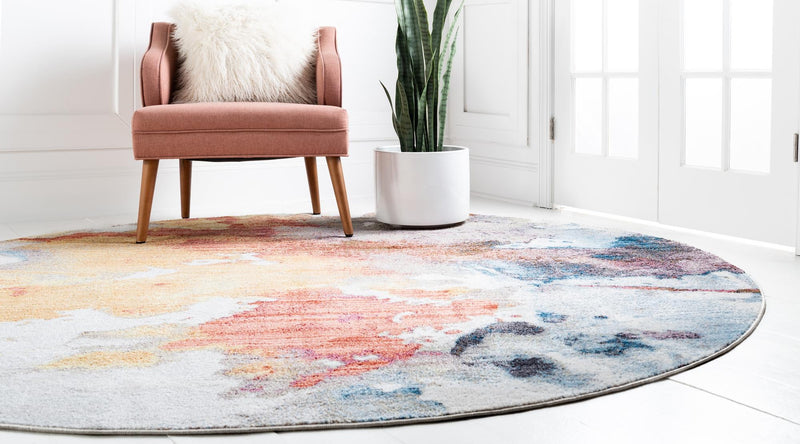 Urban Hub Collection Area Rug -  Skyline Round Multi  lifestyle 22