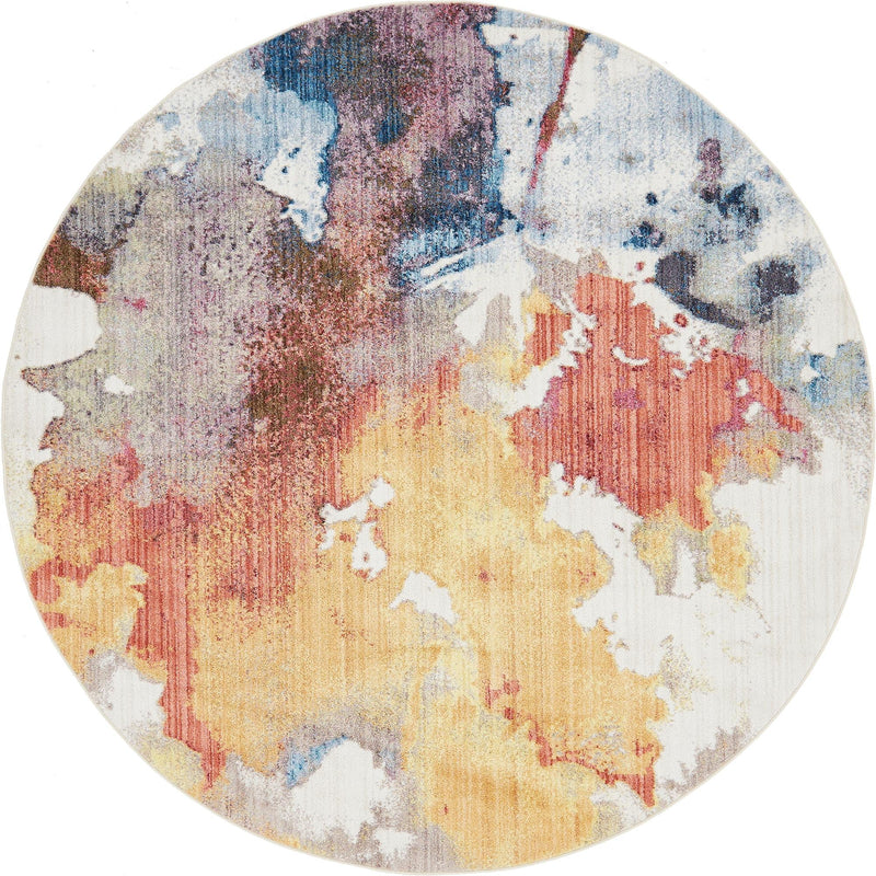 Urban Hub Collection Area Rug -  Skyline Round Multi  lifestyle 4