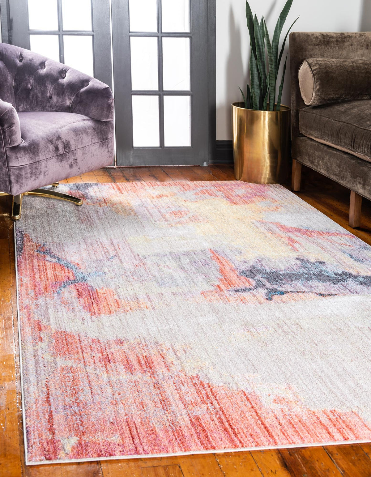 Urban Hub Collection Area Rug -  District Rectangle Multi  lifestyle 2