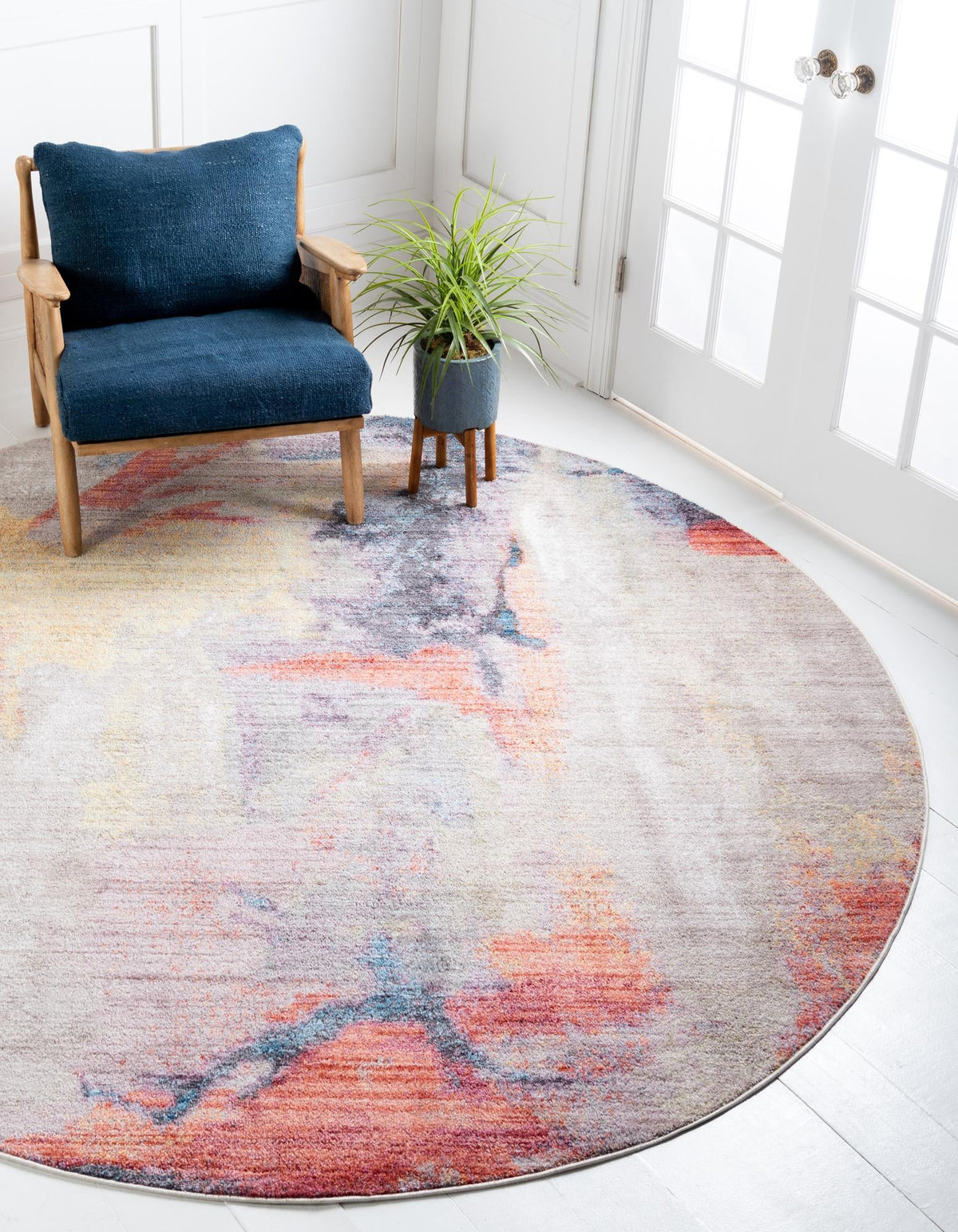 Urban Hub Collection Area Rug -  District Round Multi  lifestyle 13