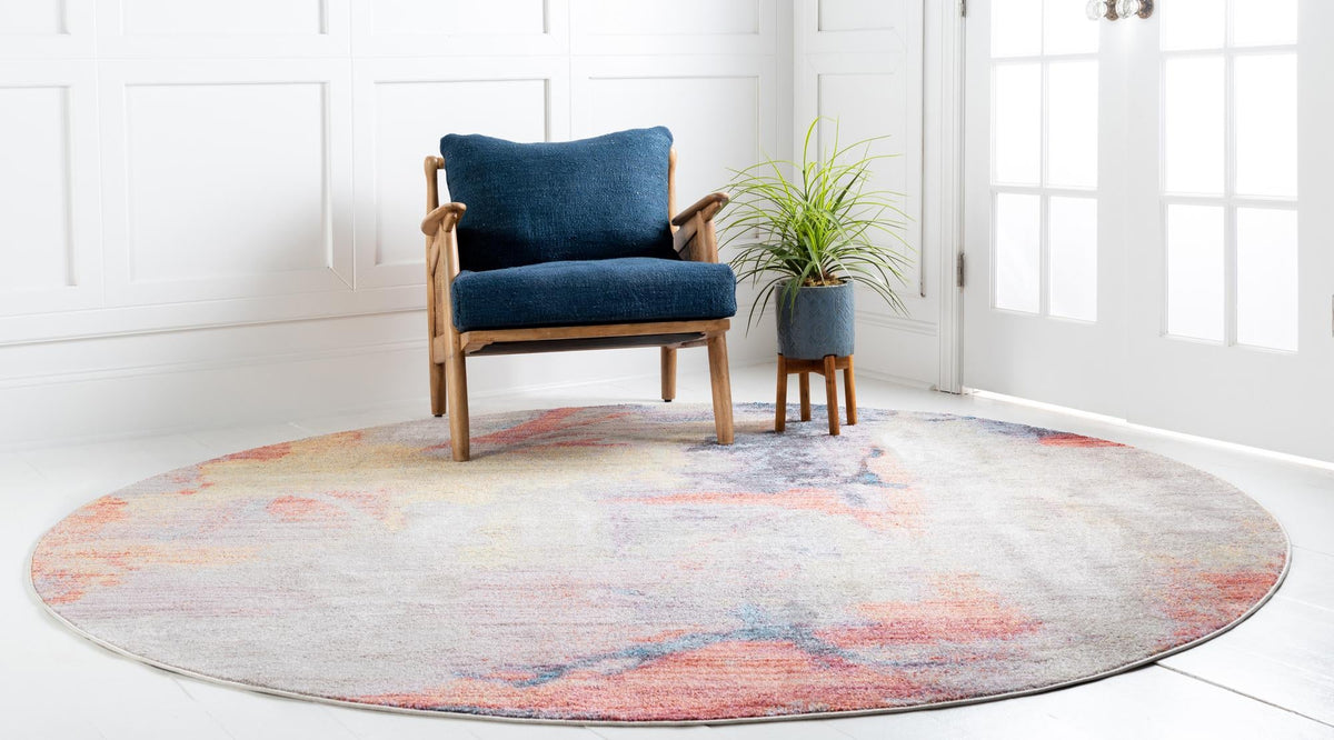 Urban Hub Collection Area Rug -  District Round Multi  lifestyle 15