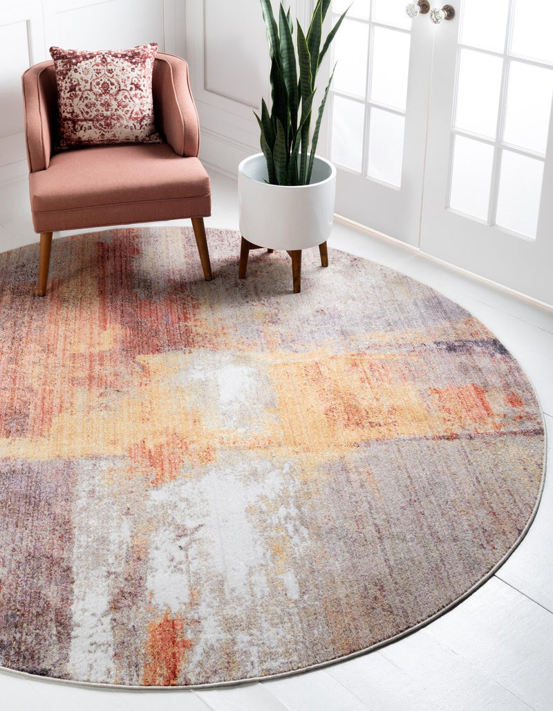Urban Hub Collection Area Rug -  Cityscape Round Multi  lifestyle 15