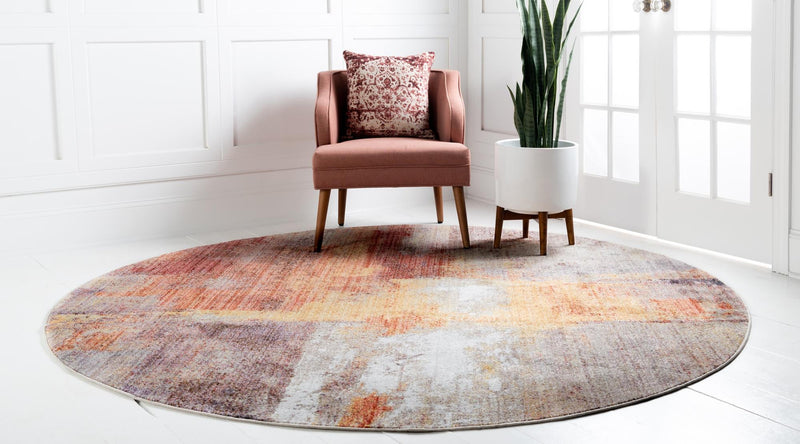 Urban Hub Collection Area Rug -  Cityscape Round Multi  lifestyle 17