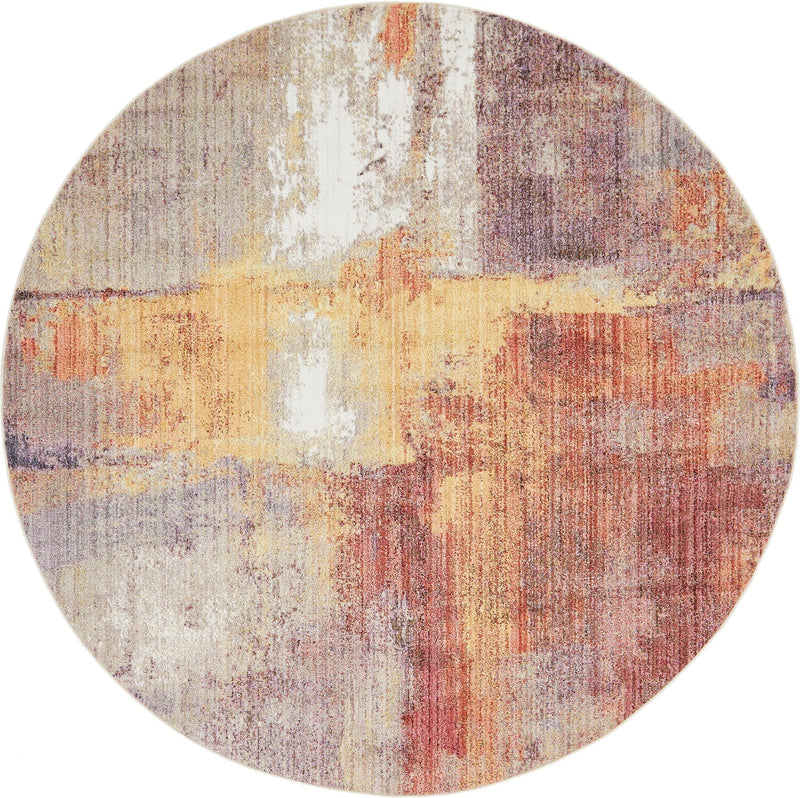 Urban Hub Collection Area Rug -  Cityscape Round Multi  lifestyle 2