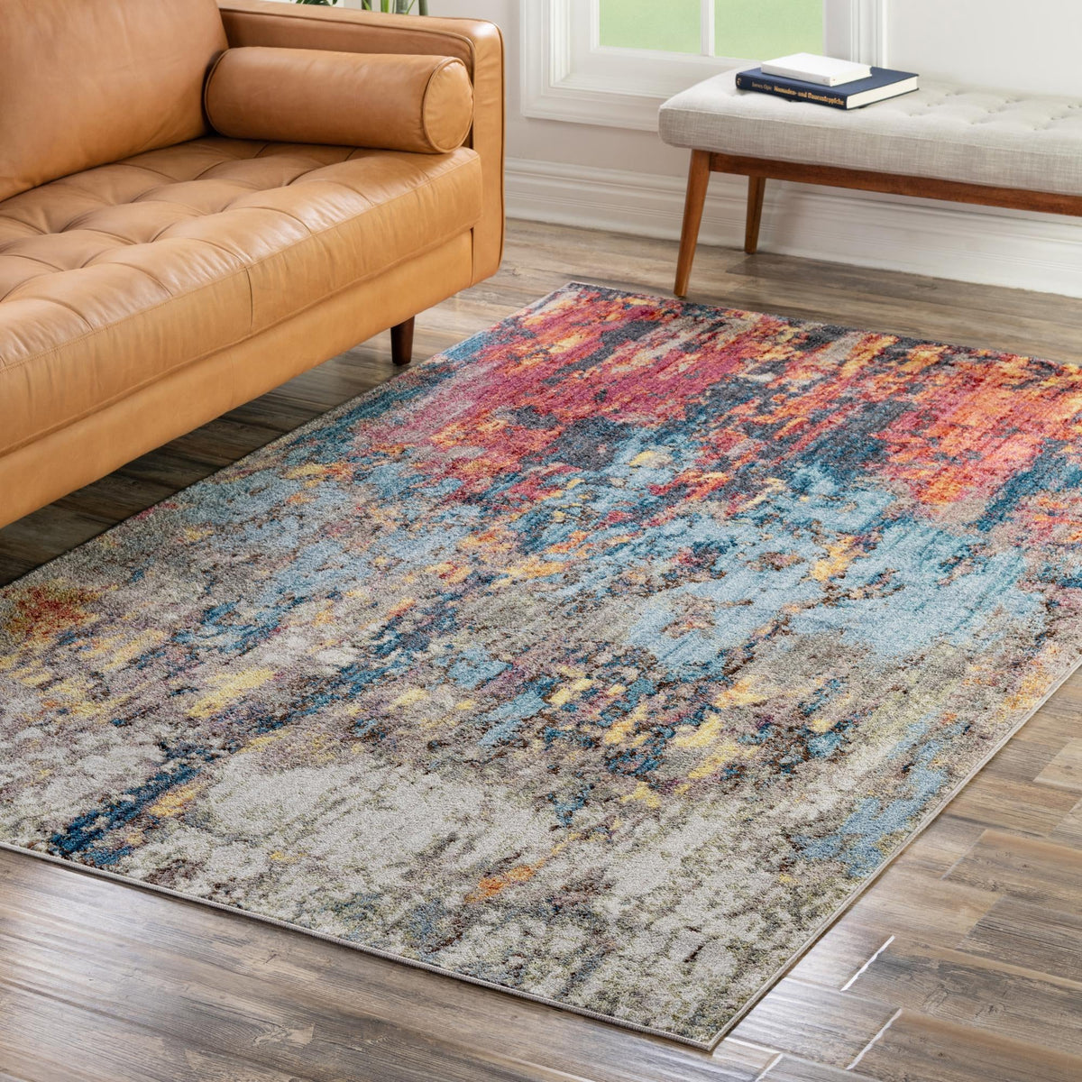 Urban Hub Collection Area Rug -  Junction Rectangle Multi  lifestyle 16