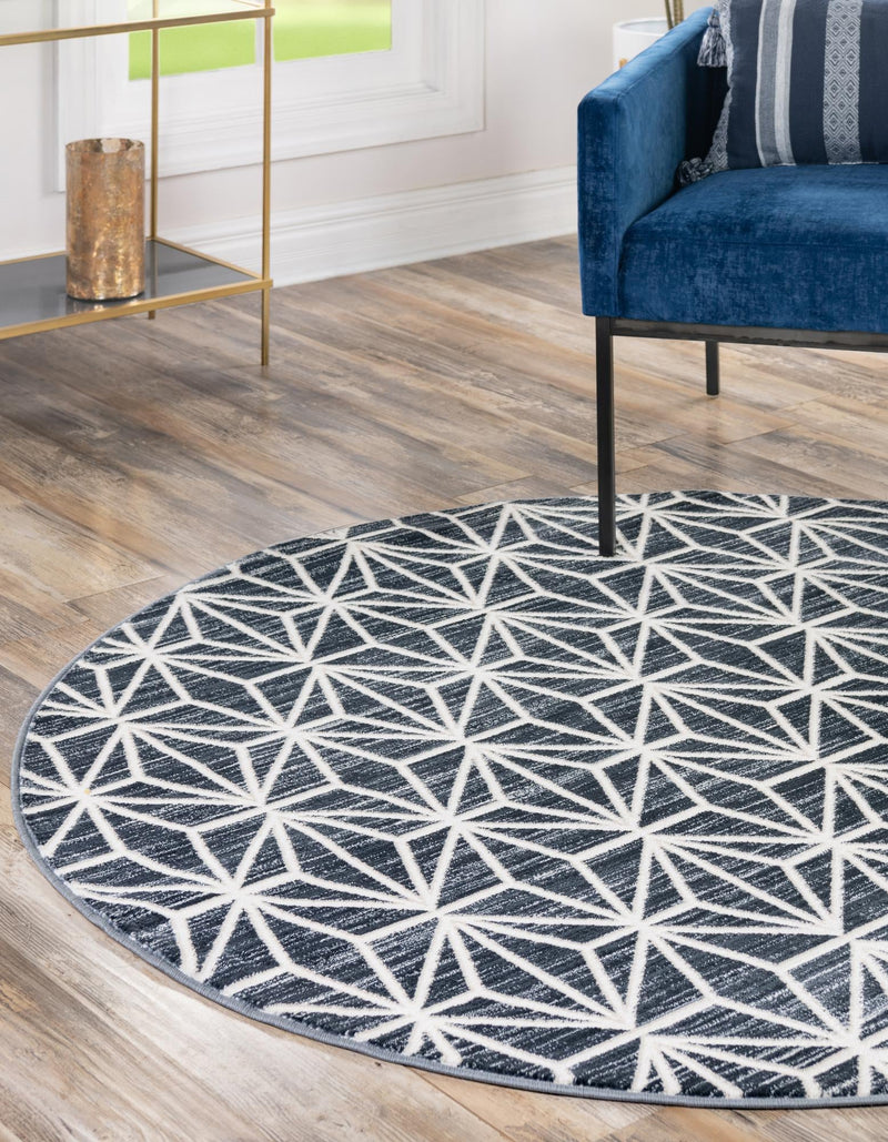 Metro Heights Collection Area Rug -  Hudson Round Navy Blue  lifestyle 67