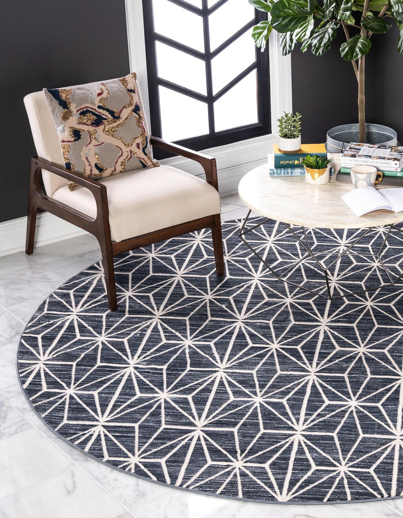 Metro Heights Collection Area Rug -  Hudson Round Navy Blue  lifestyle 72