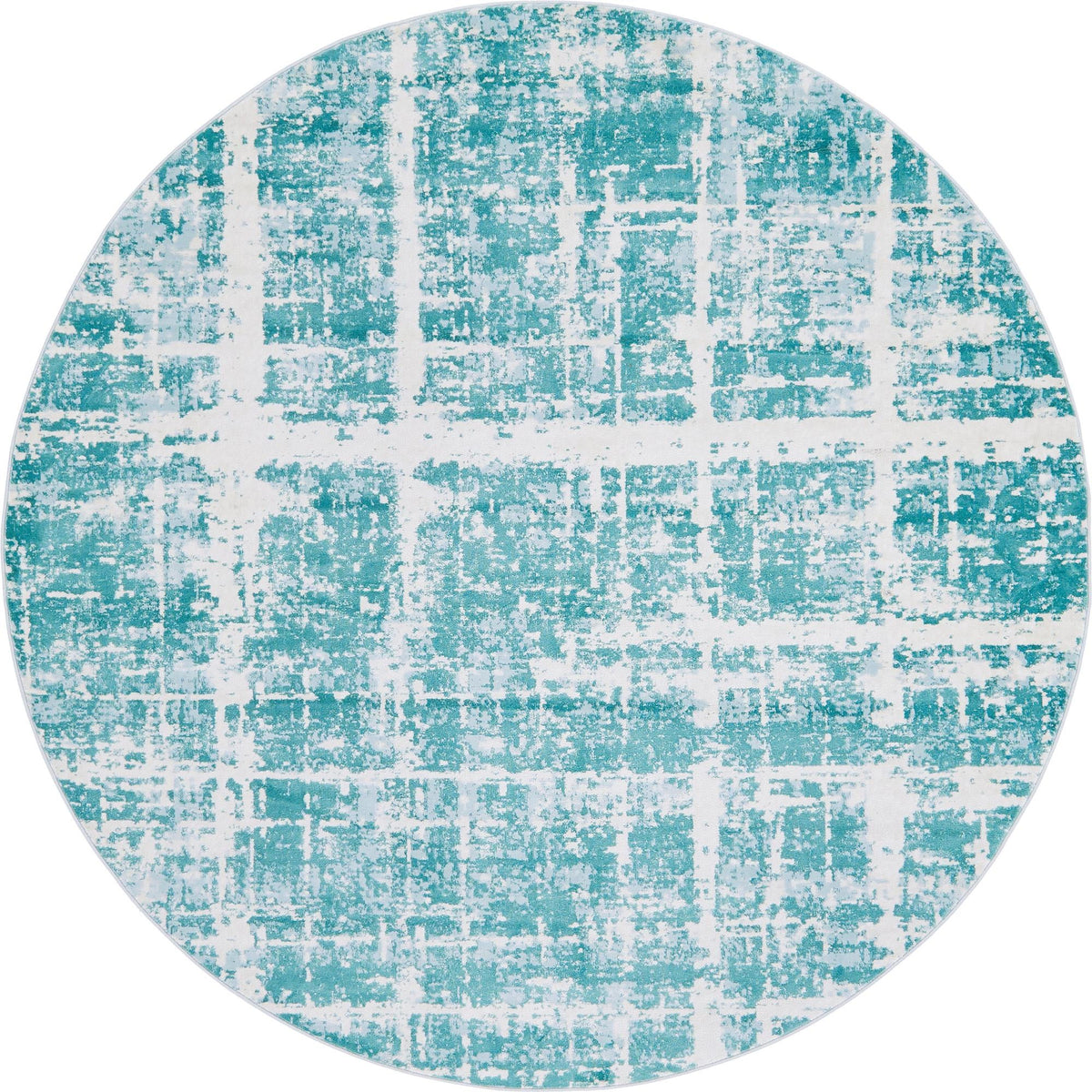 Metro Heights Collection Area Rug -  Flatiron Round Turquoise  lifestyle 78
