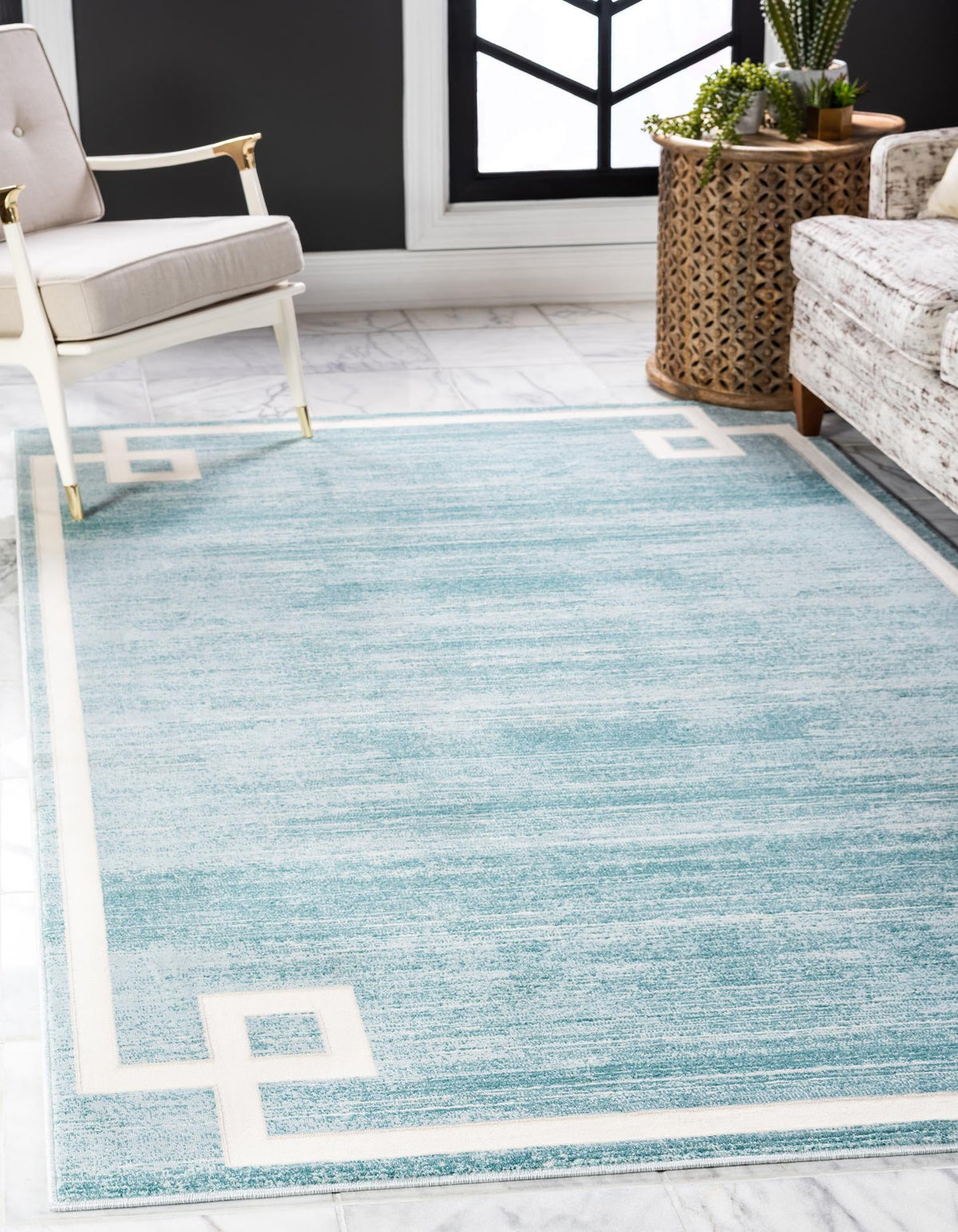 Metro Heights Collection Area Rug -  Bronx Rectangle Turquoise  lifestyle 6