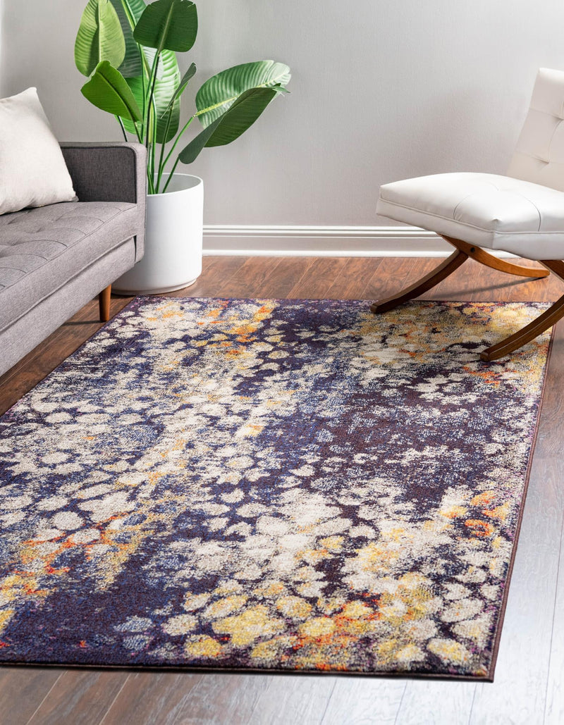 Venetian Tapestry Collection Area Rug - Murano Rectangle Navy Blue  lifestyle 4