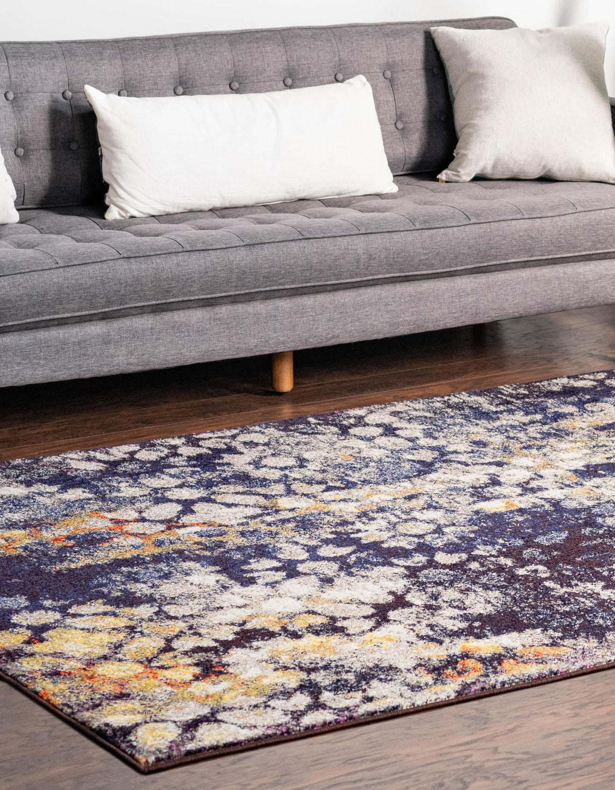 Venetian Tapestry Collection Area Rug - Murano Rectangle Navy Blue  lifestyle 6