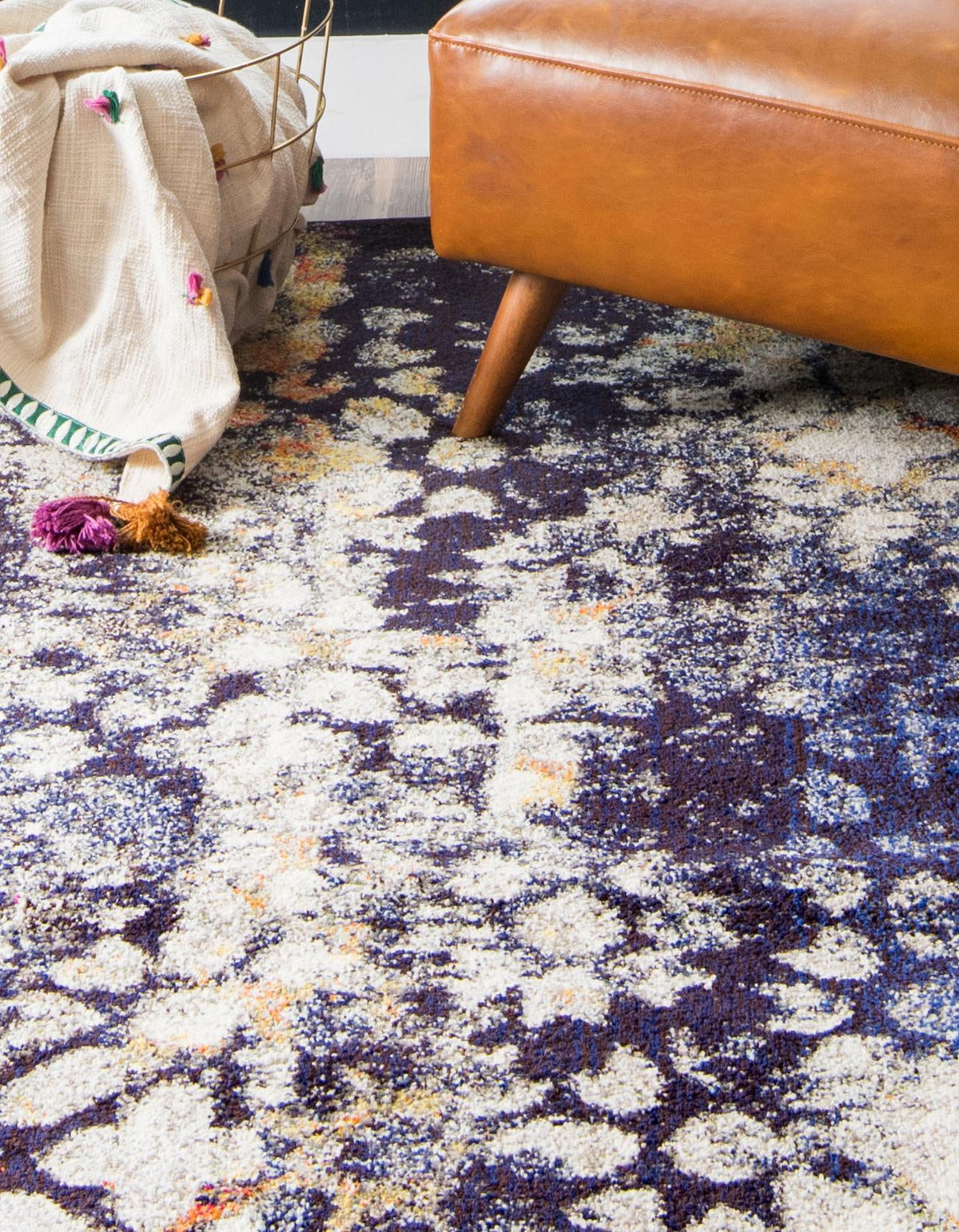 Venetian Tapestry Collection Area Rug - Murano Rectangle Navy Blue  lifestyle 8