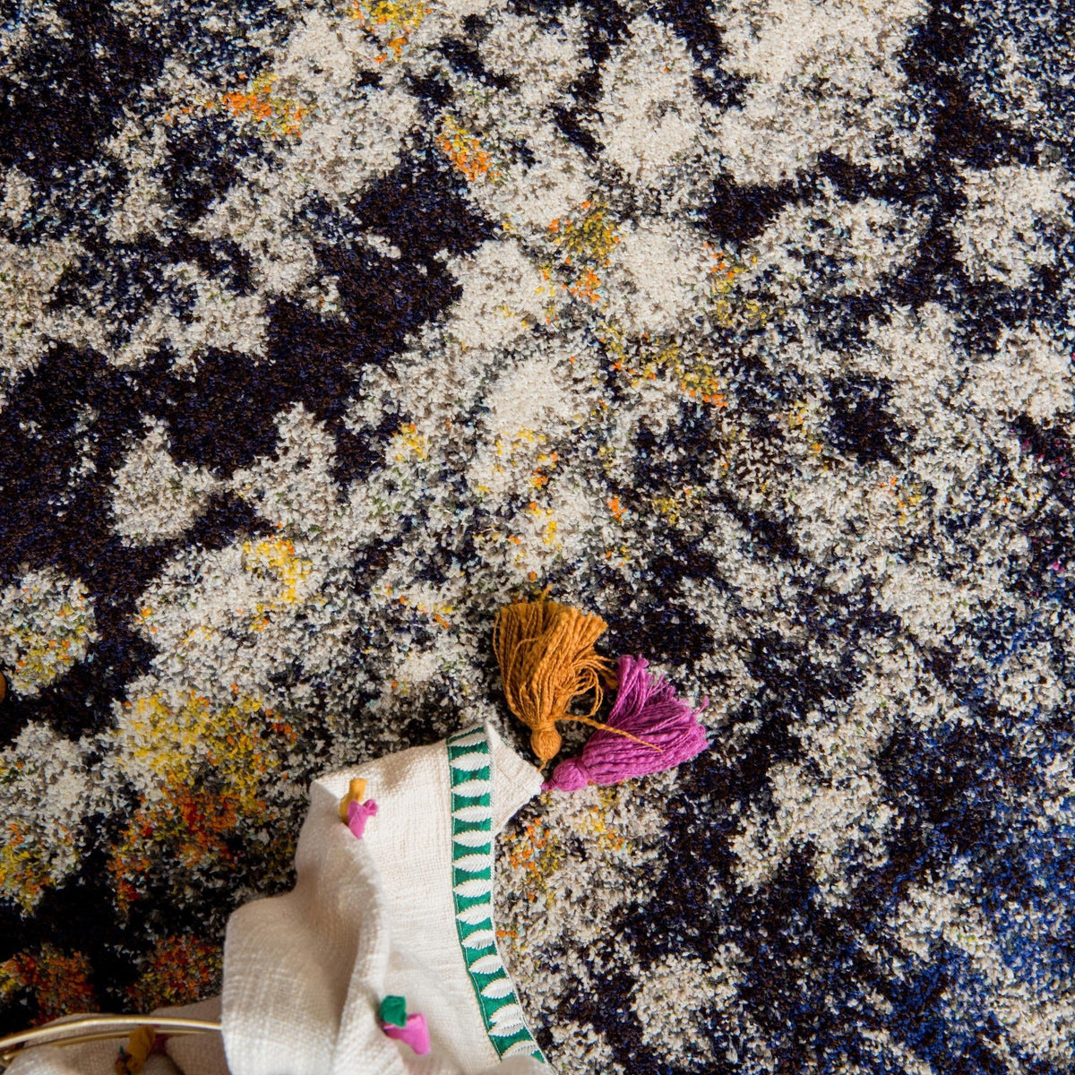 Venetian Tapestry Collection Area Rug - Murano Rectangle Navy Blue  lifestyle 29