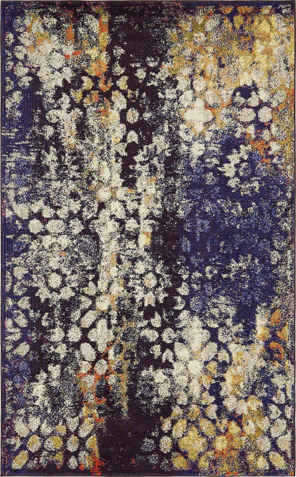 Venetian Tapestry Collection Area Rug - Murano Rectangle Navy Blue  lifestyle 2